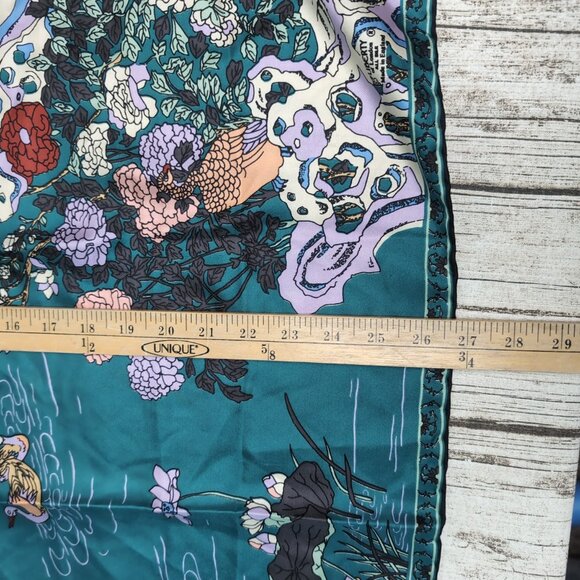 Stunning vintage Liberty teal silk scarf - Picture 6 of 6